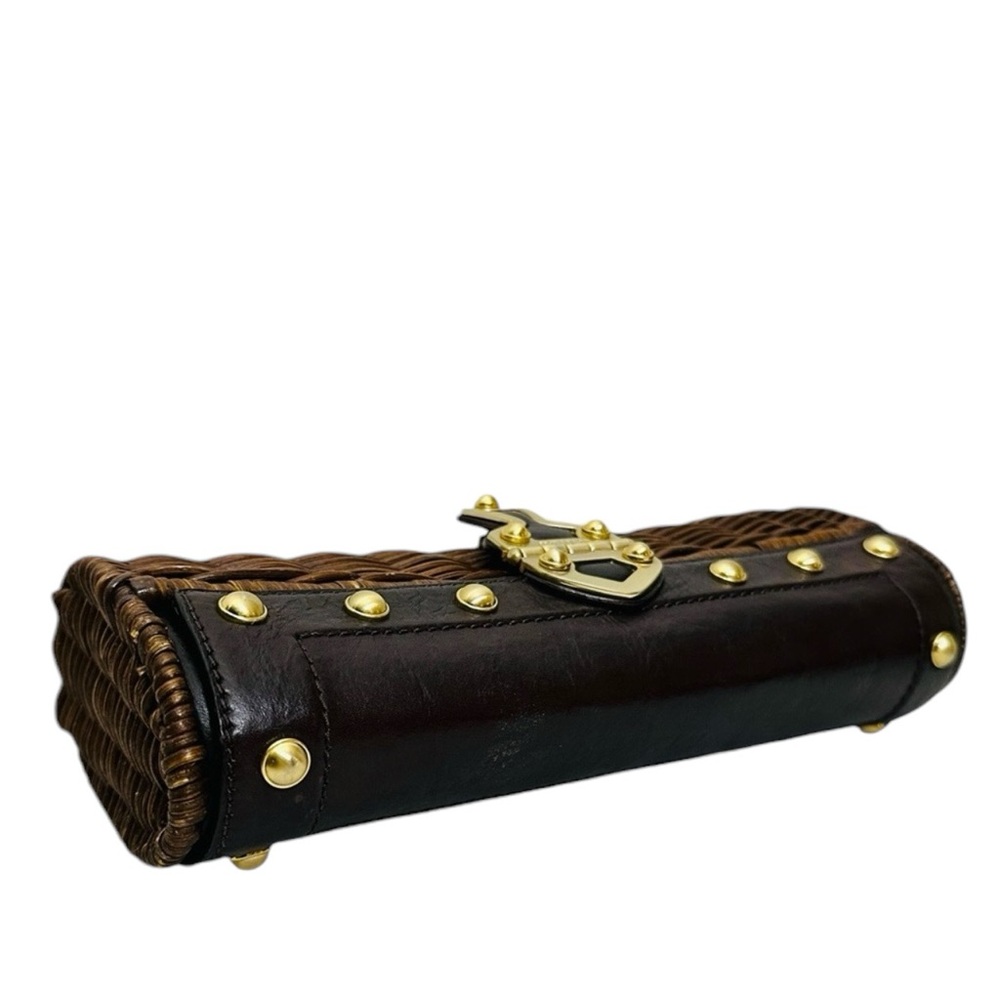 MICHAEL KORS SANTORINI WICKER LEATHER CLUTCH - Picture 9 of 9